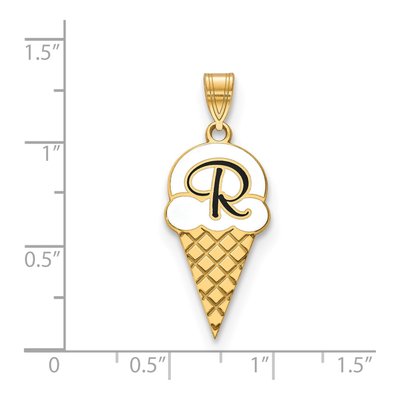 Gold-Plated Sterling Silver Personalized Enamel Ice Cream Cone Initial Pendant – view 2