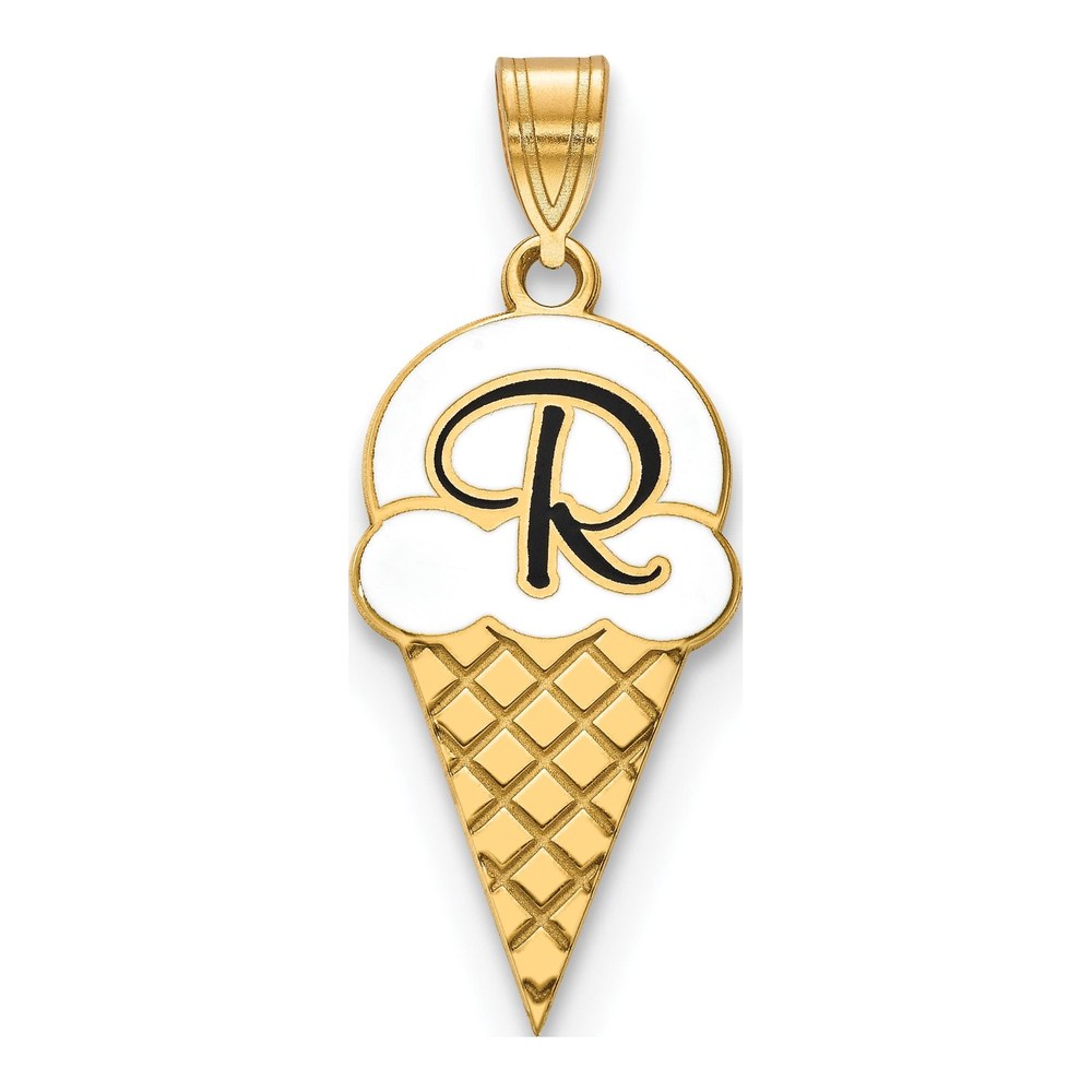 Sterling Silver/gold-Plated Enameled Initial Ice Cream Cone Pendant
