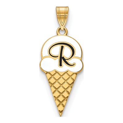 Gold-Plated Sterling Silver Personalized Enamel Ice Cream Cone Initial Pendant