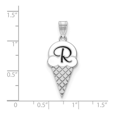 Sterling Silver Enameled Initial Ice Cream Cone Pendant – view 2