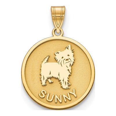 14K Yellow Gold Personalized Dog Pendant