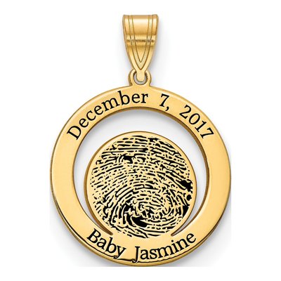 Gold-Plated Sterling Silver Personalized Fingerprint Date Pendant – view 2