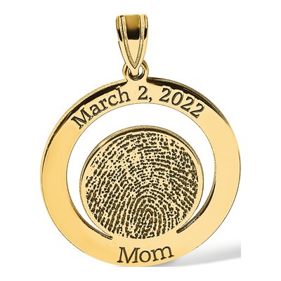 Gold-Plated Sterling Silver Personalized Fingerprint Date Pendant – view 4