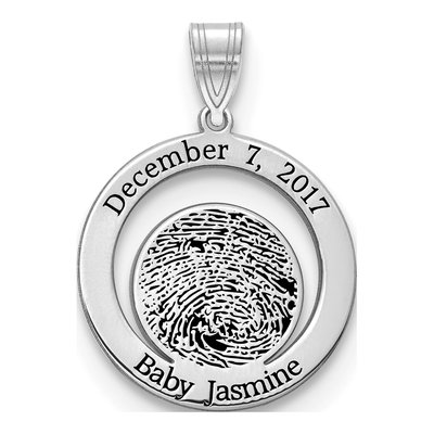 Sterling Silver Personalized Fingerprint Pendant – view 2