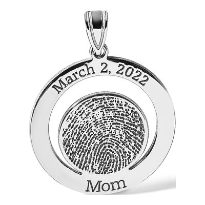 Sterling Silver Personalized Fingerprint Pendant – view 4