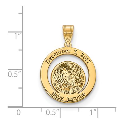 14K Yellow Gold Personalized Fingerprint Pendant – view 2