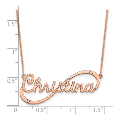 14K Rose Gold Diamond Infinity Nameplate Pendant – view 2