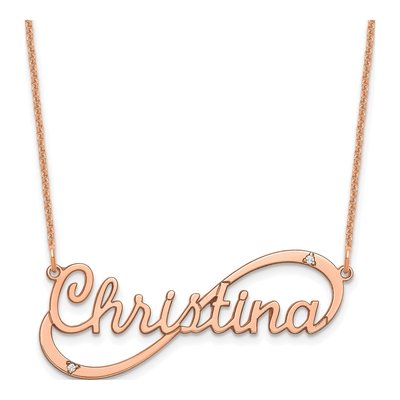 14K Rose Gold Diamond Infinity Nameplate Pendant