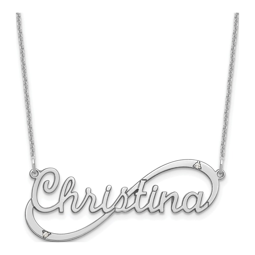 14K White Gold Diamond Personalized Name Necklace
