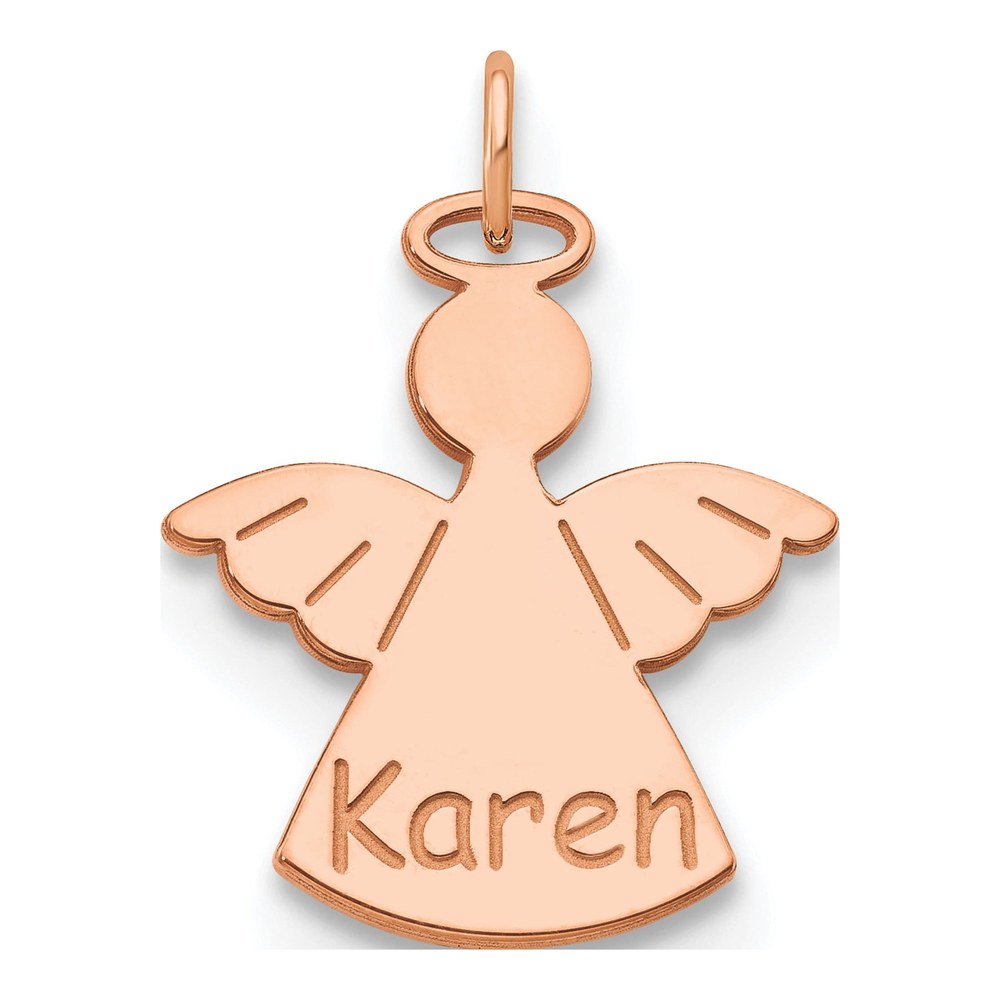 14K Rose Gold Personalized Angel Charm