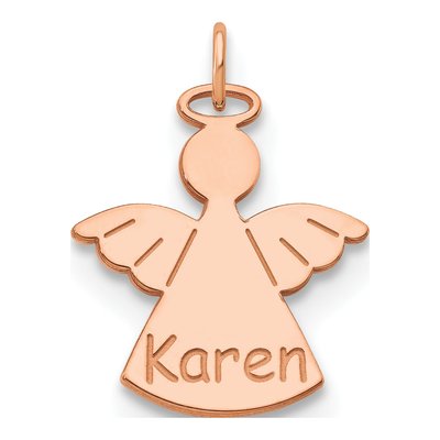 14K Rose Gold Personalized Angel Charm