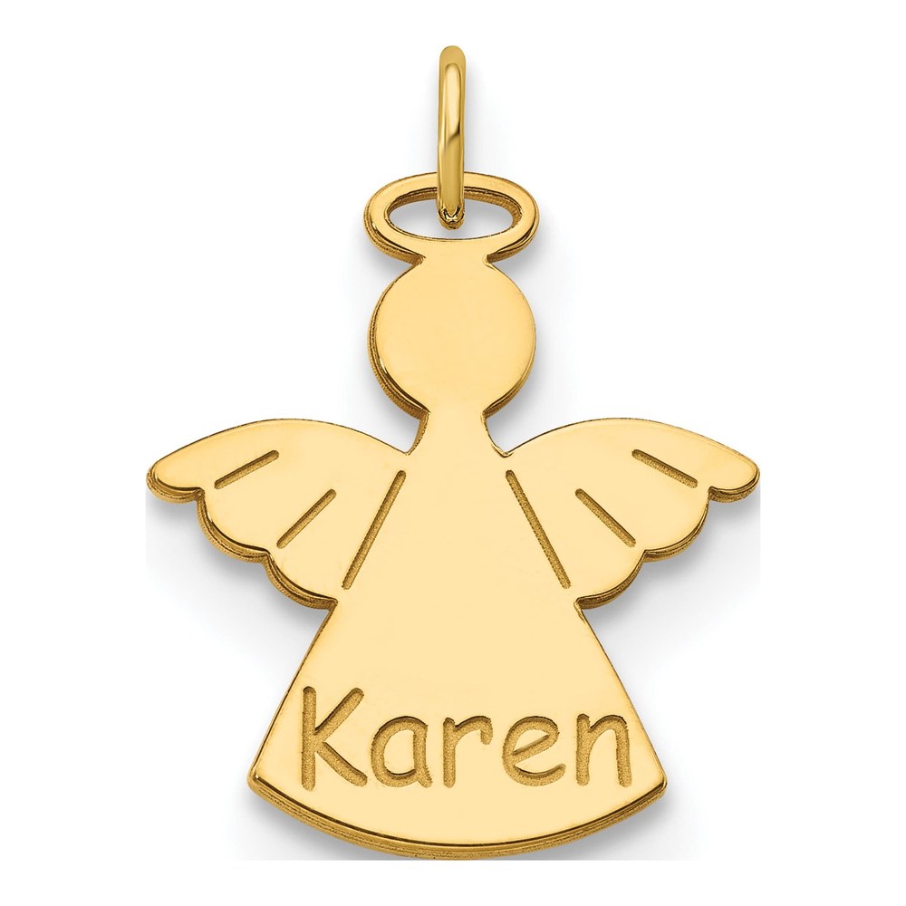 14K Yellow Gold Personalized Angel Charm