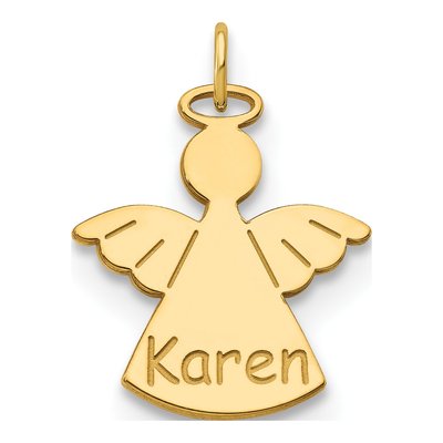 14K Yellow Gold Personalized Angel Charm