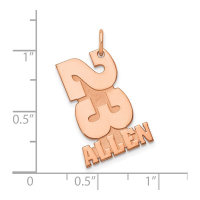 14K Rose Gold Stacked Number Name Charm – view 2