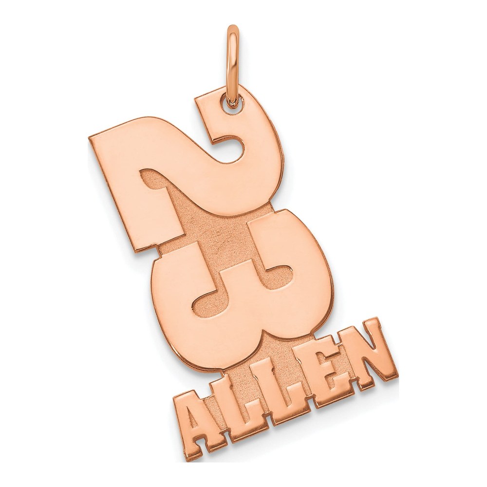 14K Rose Gold Stacked Number Name Charm