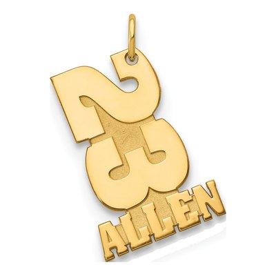 14K Yellow Gold Personalized Stacked Number Name Pendant