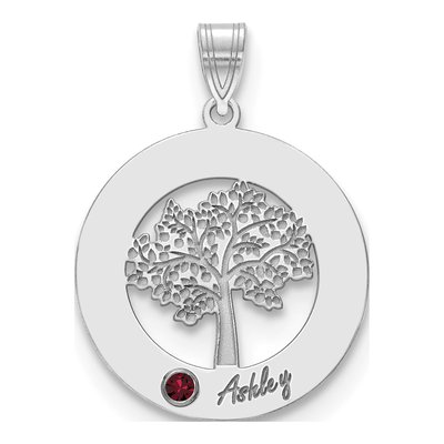 Sterling Silver Personalized Family Tree Circle Pendant – view 2