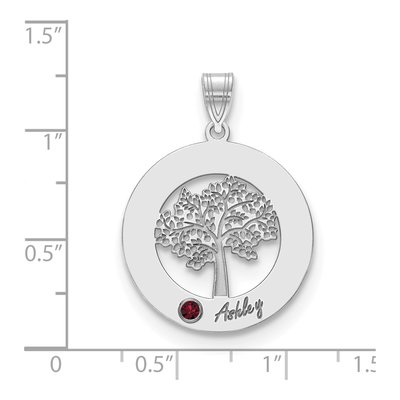 Sterling Silver Personalized Family Tree Circle Pendant – view 3