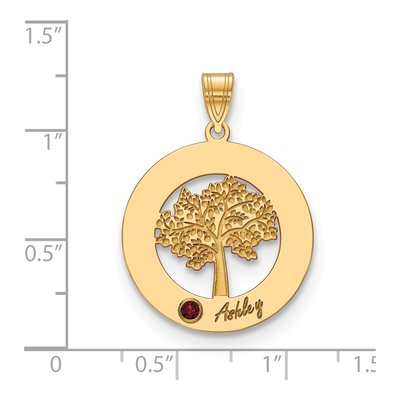 14K Yellow Gold Family Tree Birthstone Pendant – view 3