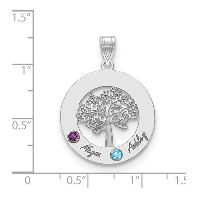 Sterling Silver Personalized Family Tree Circle Pendant – view 3