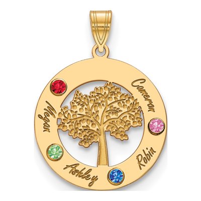 Gold-Plated Sterling Silver Family Tree Circle Pendant – view 2