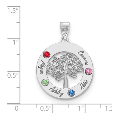 Sterling Silver Personalized Family Tree Circle Pendant – view 3