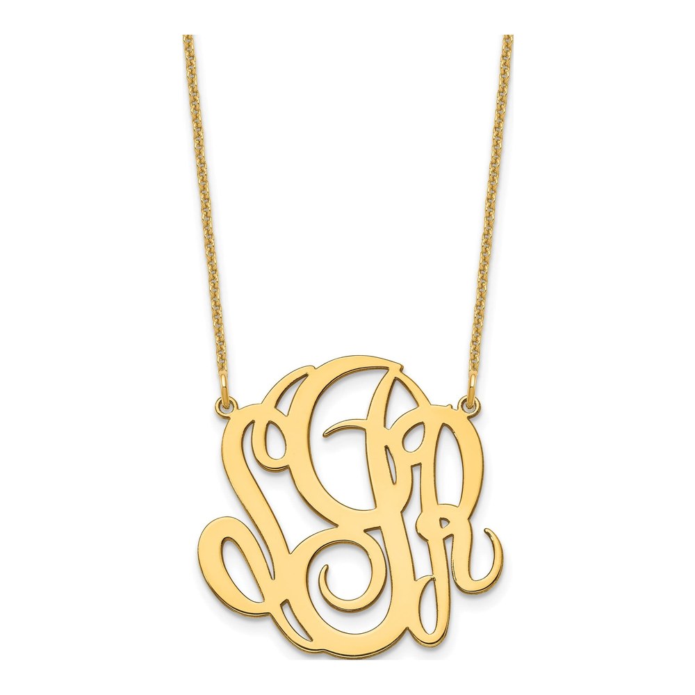 14K Yellow Gold Personalized Monogram Pendant Necklace