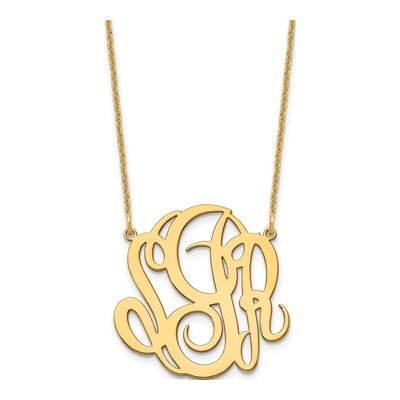 14K Yellow Gold Personalized Monogram Pendant Necklace