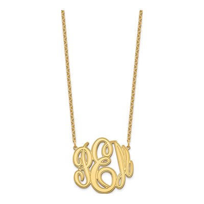 Gold-Plated Sterling Silver Personalized Monogram Pendant Necklace – view 2