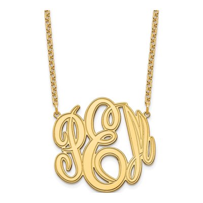 Gold-Plated Sterling Silver Personalized Monogram Pendant Necklace