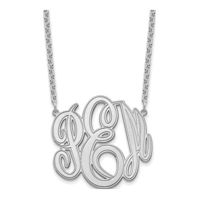 Sterling Silver Etched Monogram Pendant Necklace