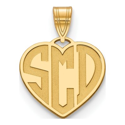 Gold-Plated Sterling Silver Personalized Monogram Heart Pendant