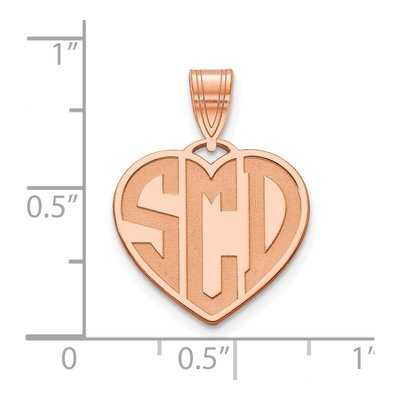 14K Rose Gold Personalized Monogram Heart Pendant – view 2