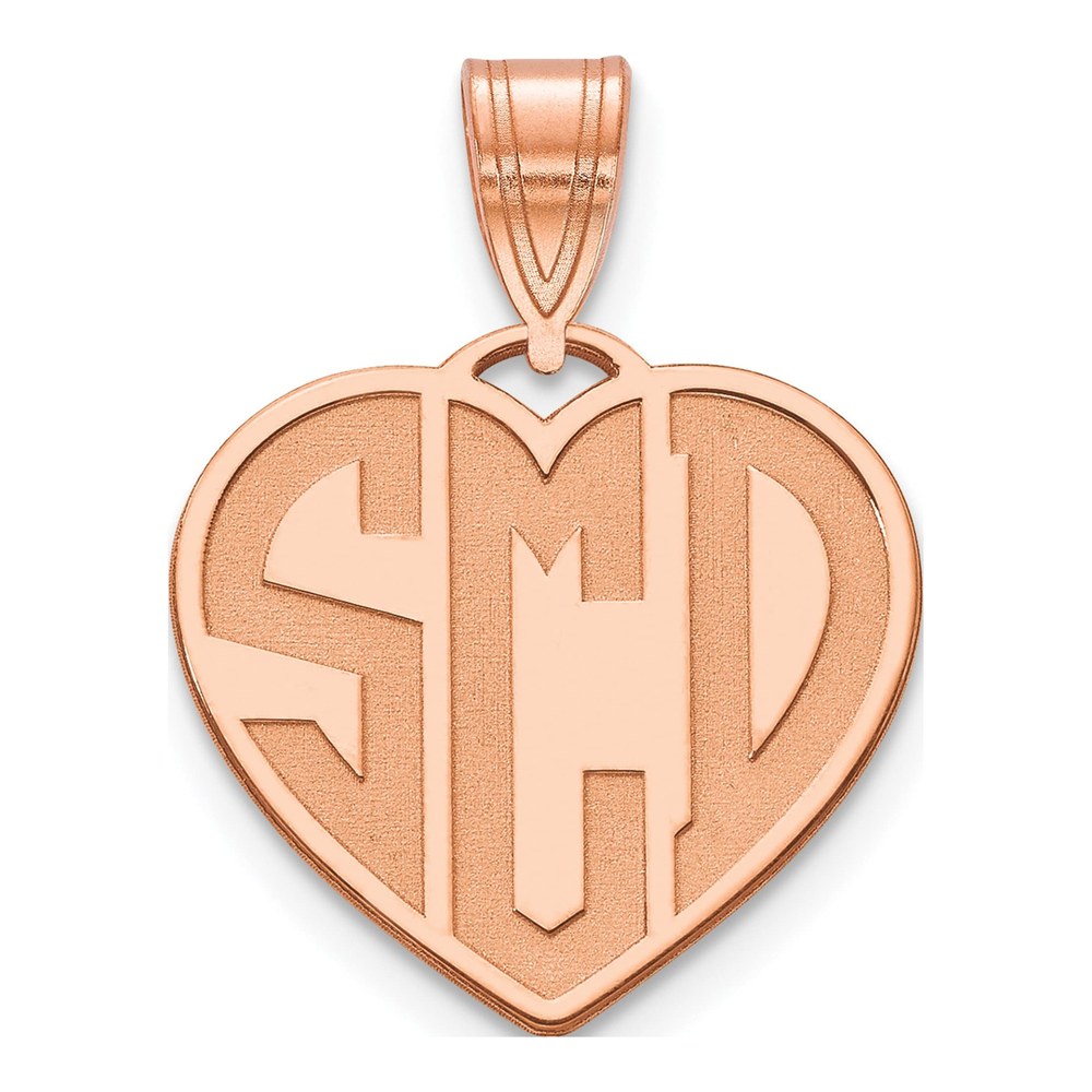 14K Rose Gold Personalized Monogram Heart Pendant