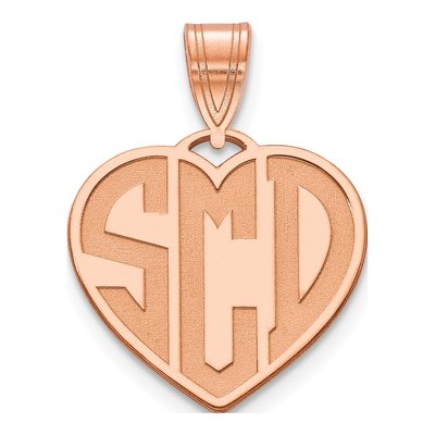 14K Rose Gold Personalized Monogram Heart Pendant