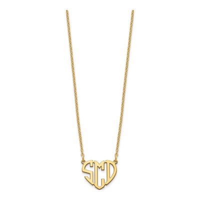 Gold-Plated Sterling Silver Personalized Heart Monogram Pendant Necklace – view 2