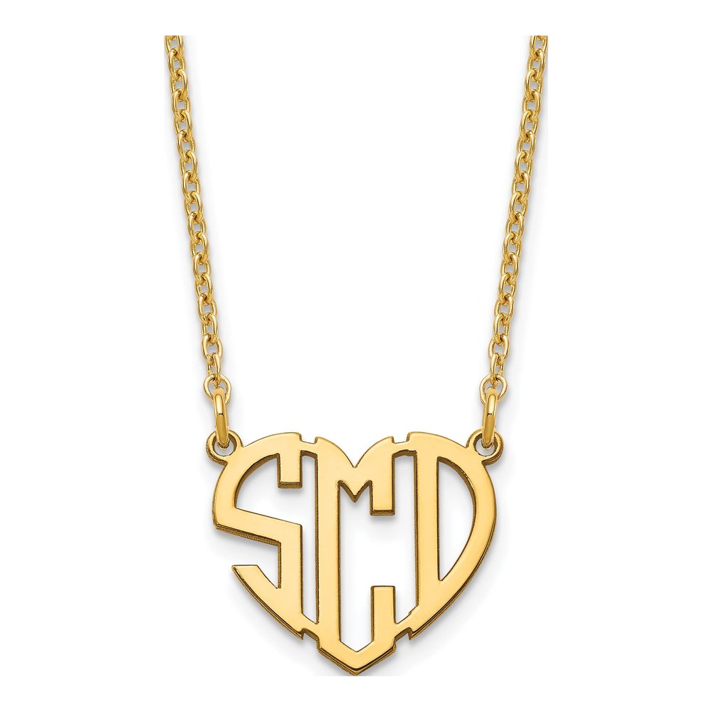 Gold-Plated Sterling Silver Personalized Heart Monogram Pendant Necklace