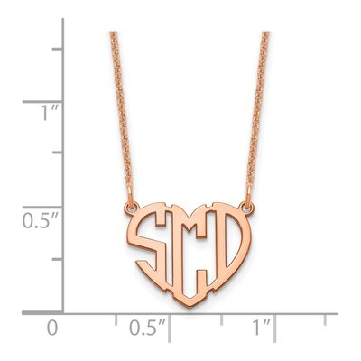 14K Rose Gold Personalized Heart Monogram Necklace – view 2