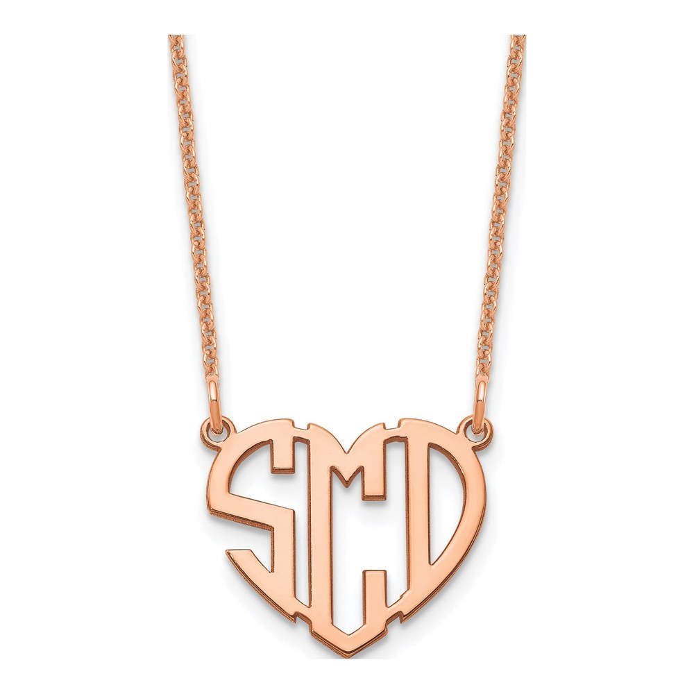 14K Rose Gold Personalized Heart Monogram Necklace