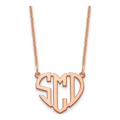 14K Rose Gold Personalized Heart Monogram Necklace