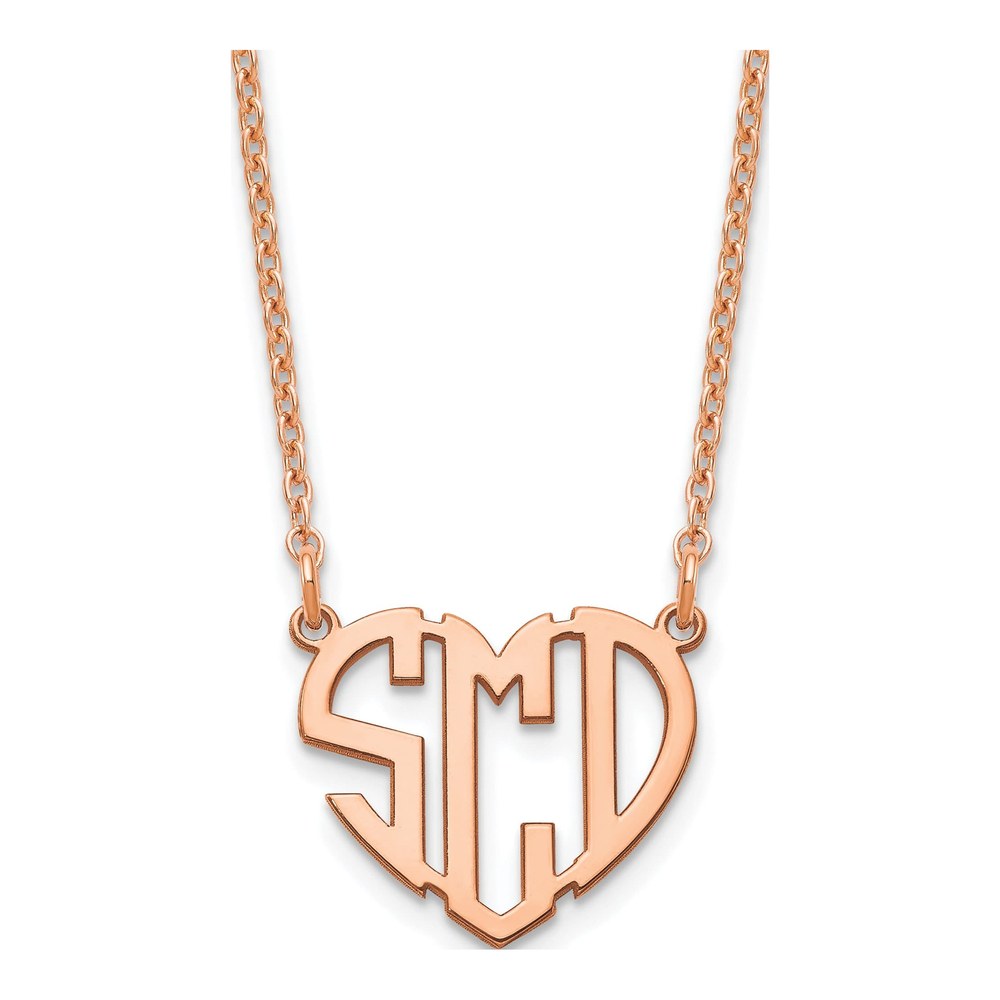 Rose Gold-Plated Sterling Silver Personalized Heart Monogram Necklace