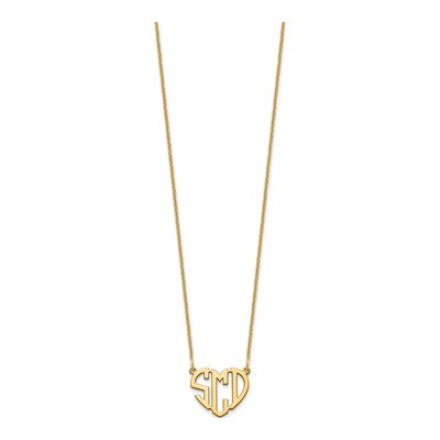 14K Yellow Gold Heart Monogram Pendant Necklace – view 2