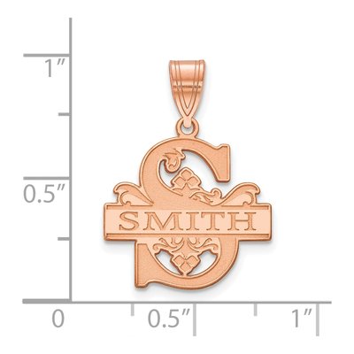 14K Rose Gold Filigree Letter Family Name Pendant – view 2