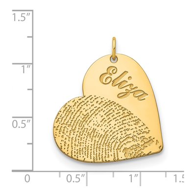 Gold-Plated Sterling Silver Name Fingerprint Heart Charm – view 2