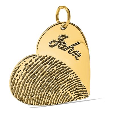 Gold-Plated Sterling Silver Name Fingerprint Heart Charm – view 3