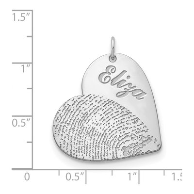 Sterling Silver Name Fingerprint Heart Charm – view 2
