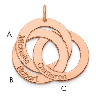 Rose Gold-Plated Sterling Silver Personalized Interlocking Circles Name Charm