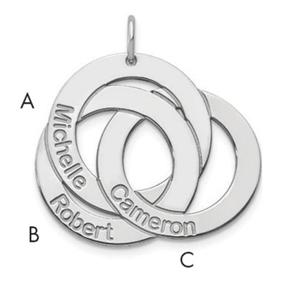 Sterling Silver Personalized Interlocking Circles Name Charm