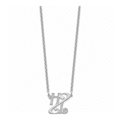 Sterling Silver Diagonal Script Initials Necklace – view 2
