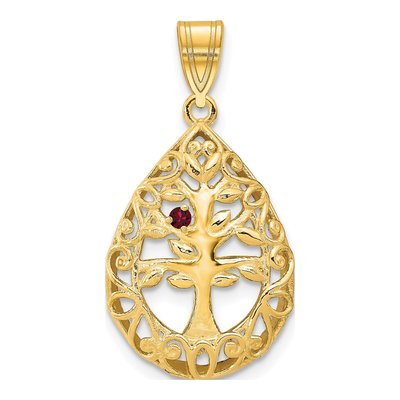 14K Yellow Gold Tree of Life Birthstone Pendant
